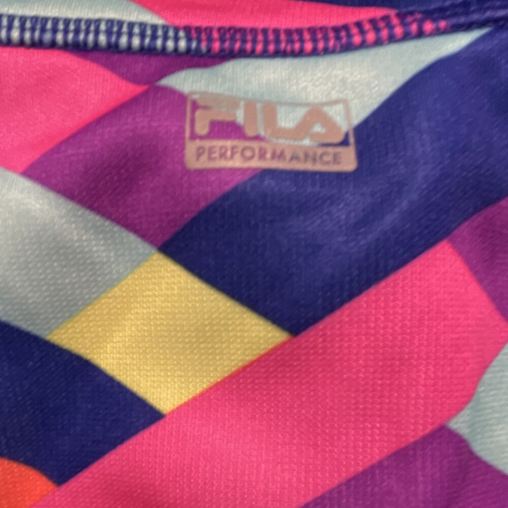 FILA Women's Multicolor Geometric 1/4 Zip Mock Neck Pullover, Stretch S - Picture 6 of 6